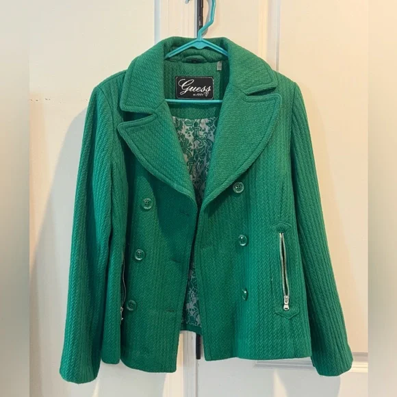 Guess Green Jacket/Coat Double Breasted - Picture 2 of 14